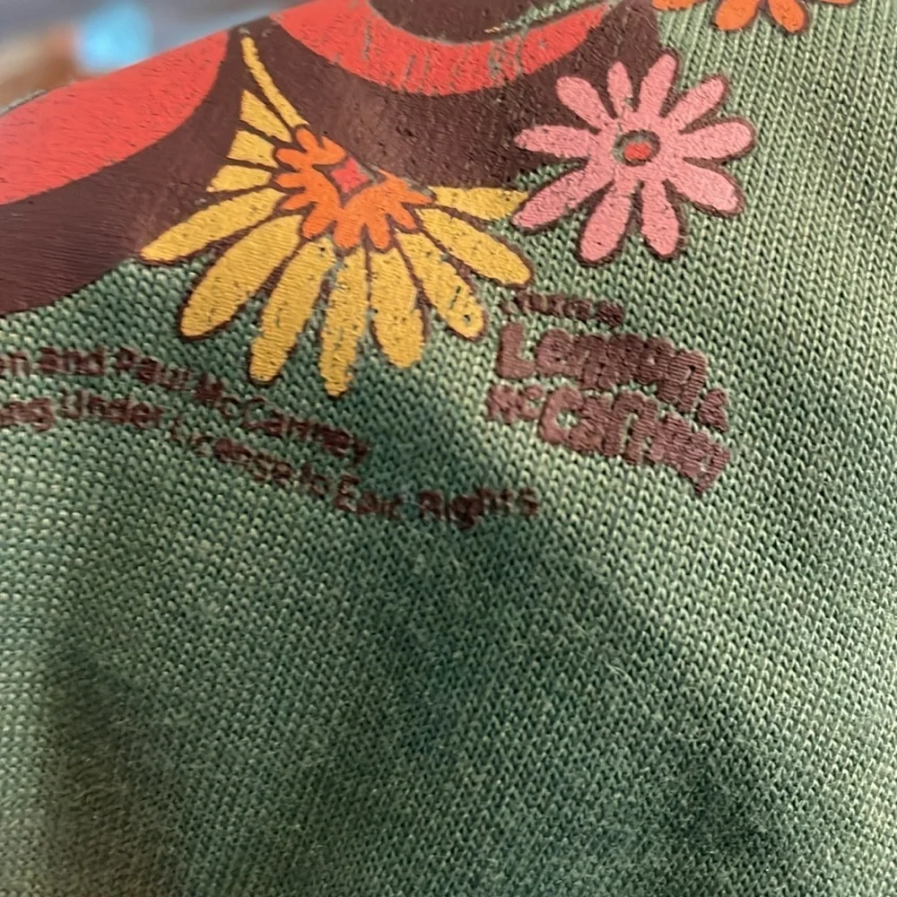 Blended Clothing Inc. Beatles Let It Be Boho Floral 60s Green Sweatshirt size XS